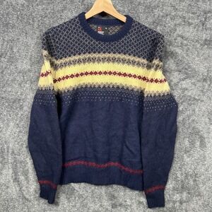 Vintage Robert Bruce Sweater Men's Medium Blue Abstract Art 90s Grandpa